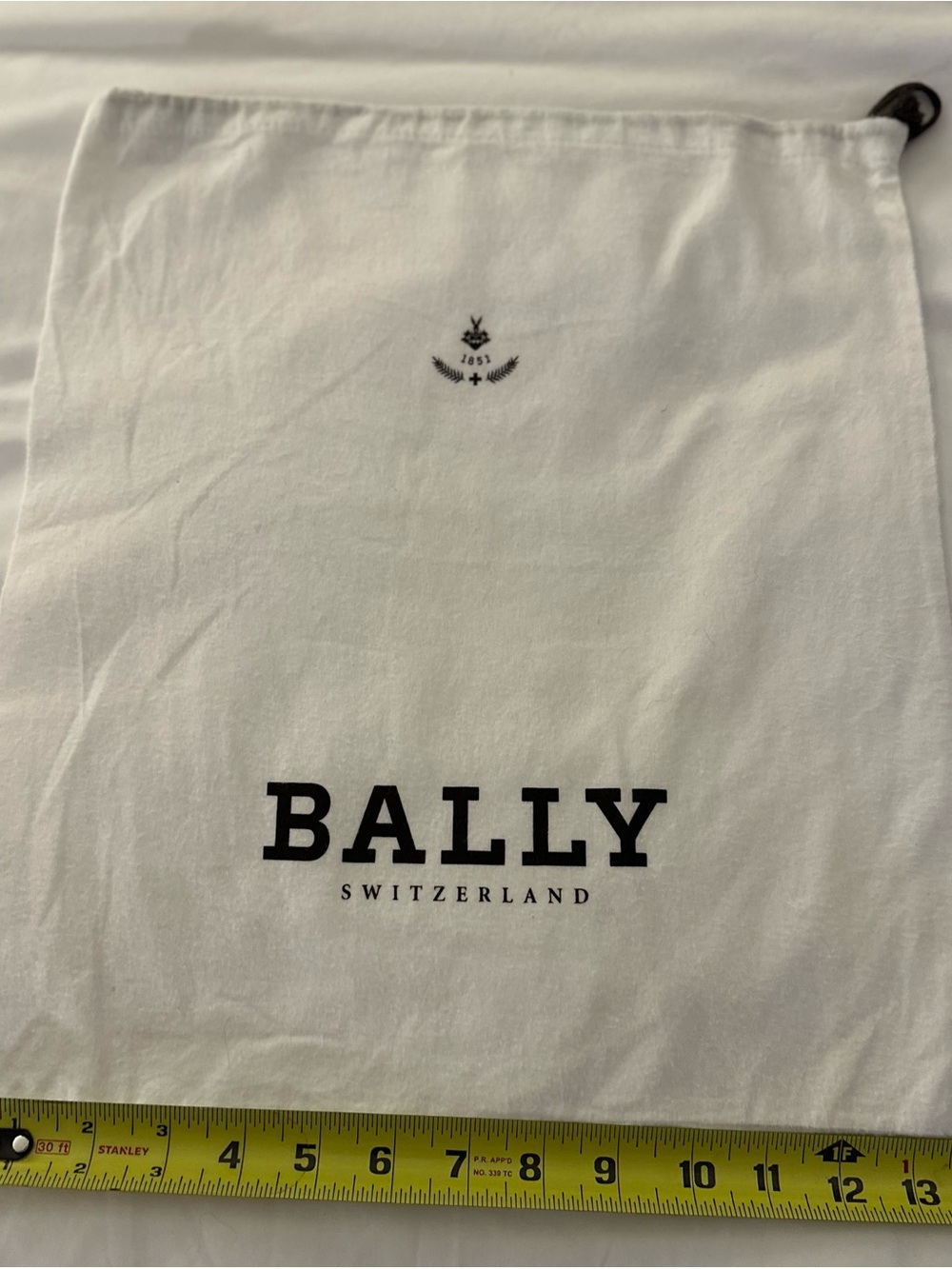 Bally White Cotton Drawstring Logo Bag with Black Print